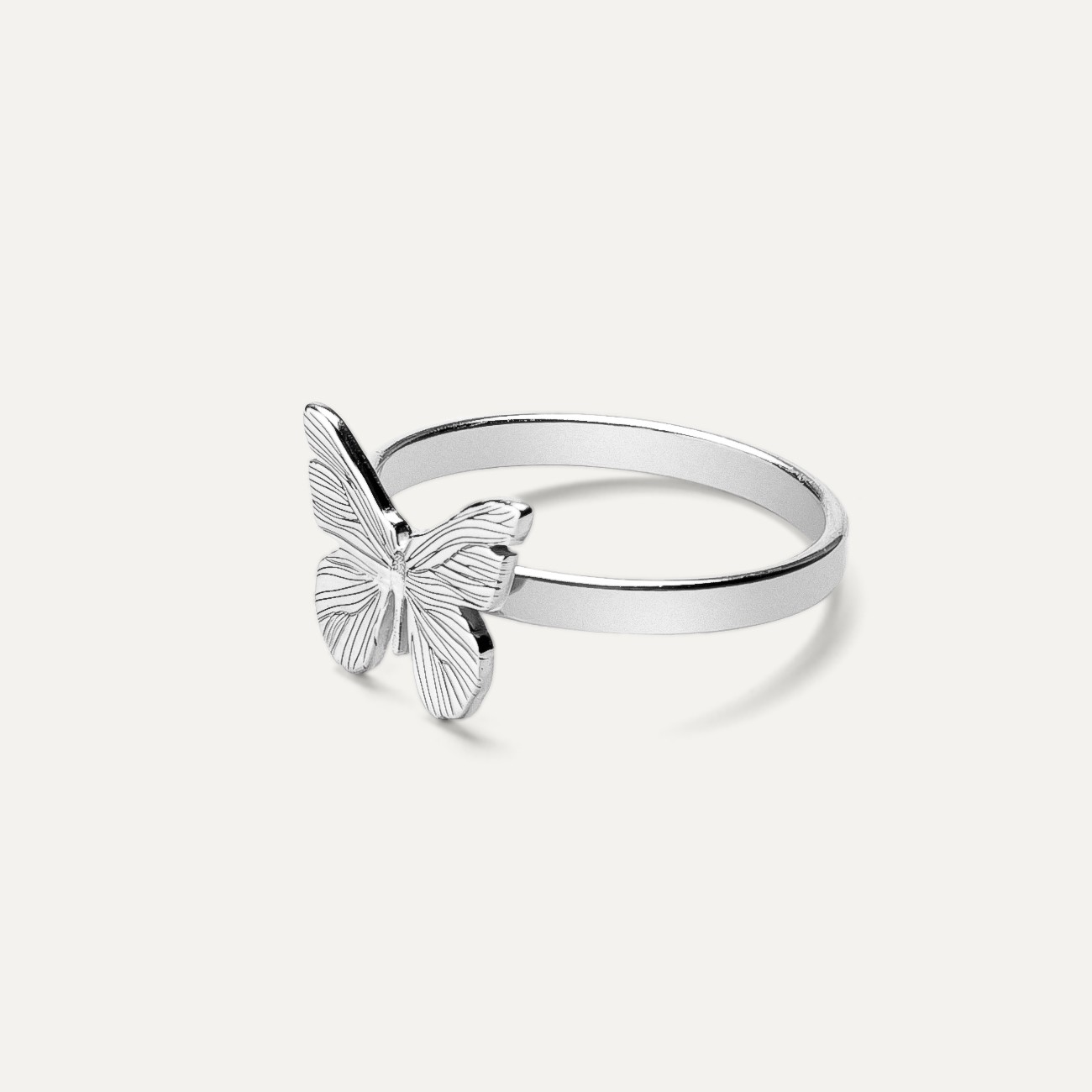 Butterfly ring, silver 925, platinum plated