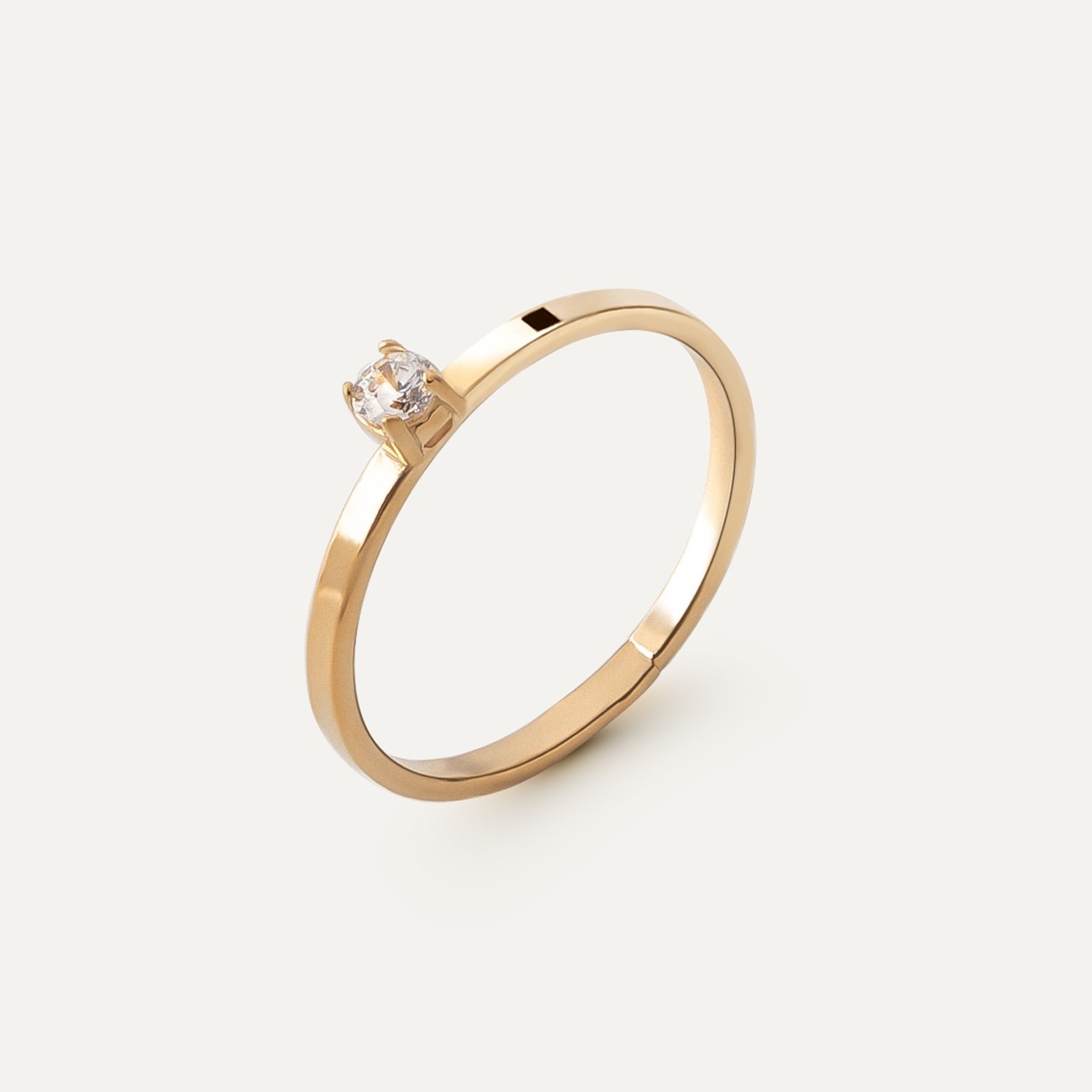 Ring with 3 mm zirconia, silver 925 gold plated