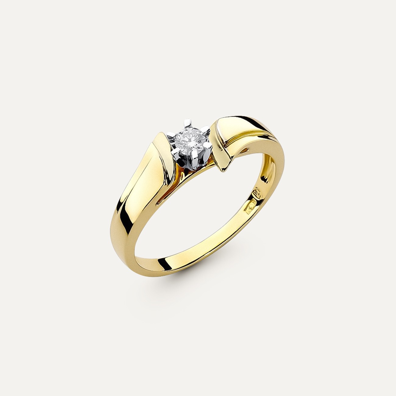 Verlobungsring mit einem Diamanten - Klassischer Stil, gold 585 gelb 