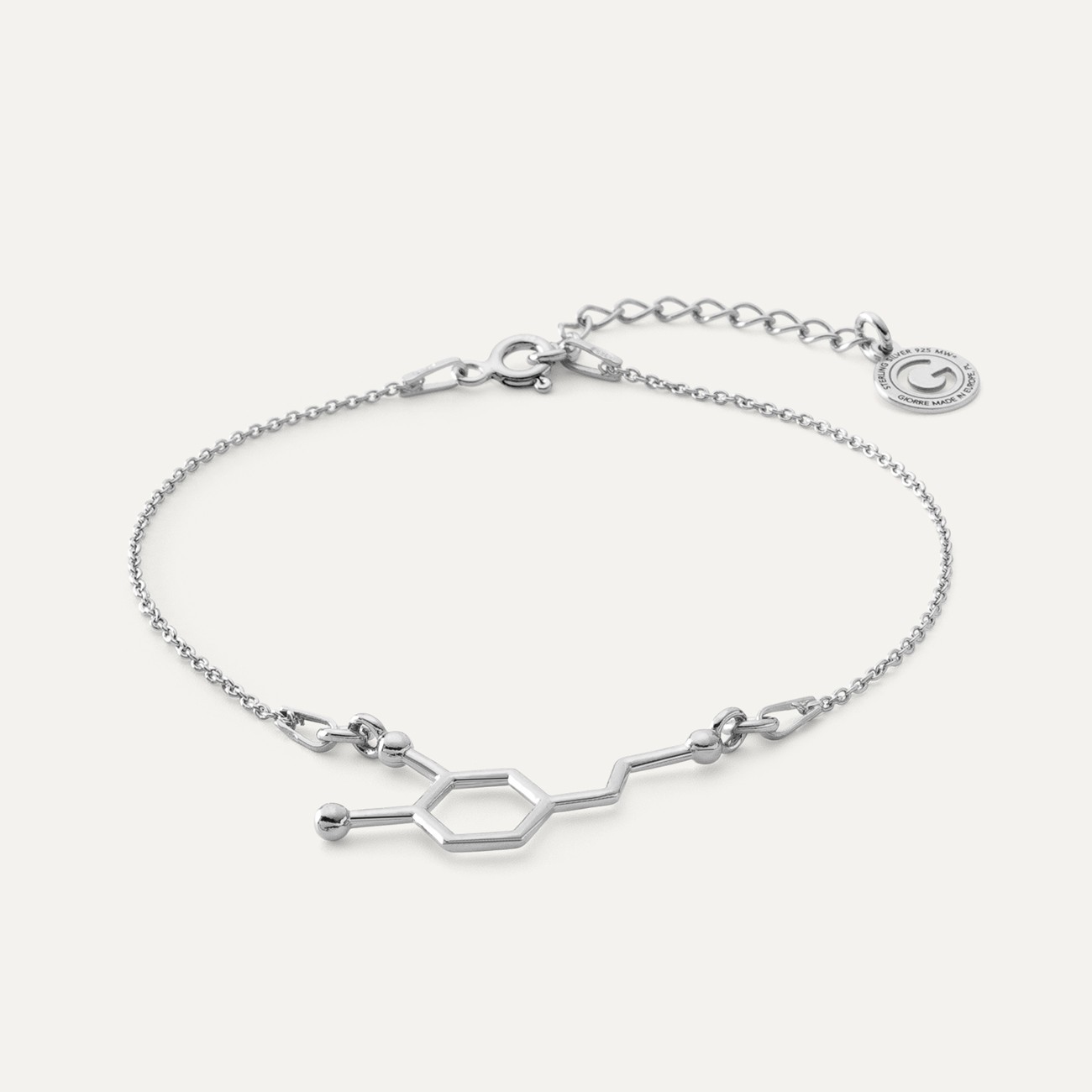 Dopamine bracelet, sterling silver 925 platinum plated