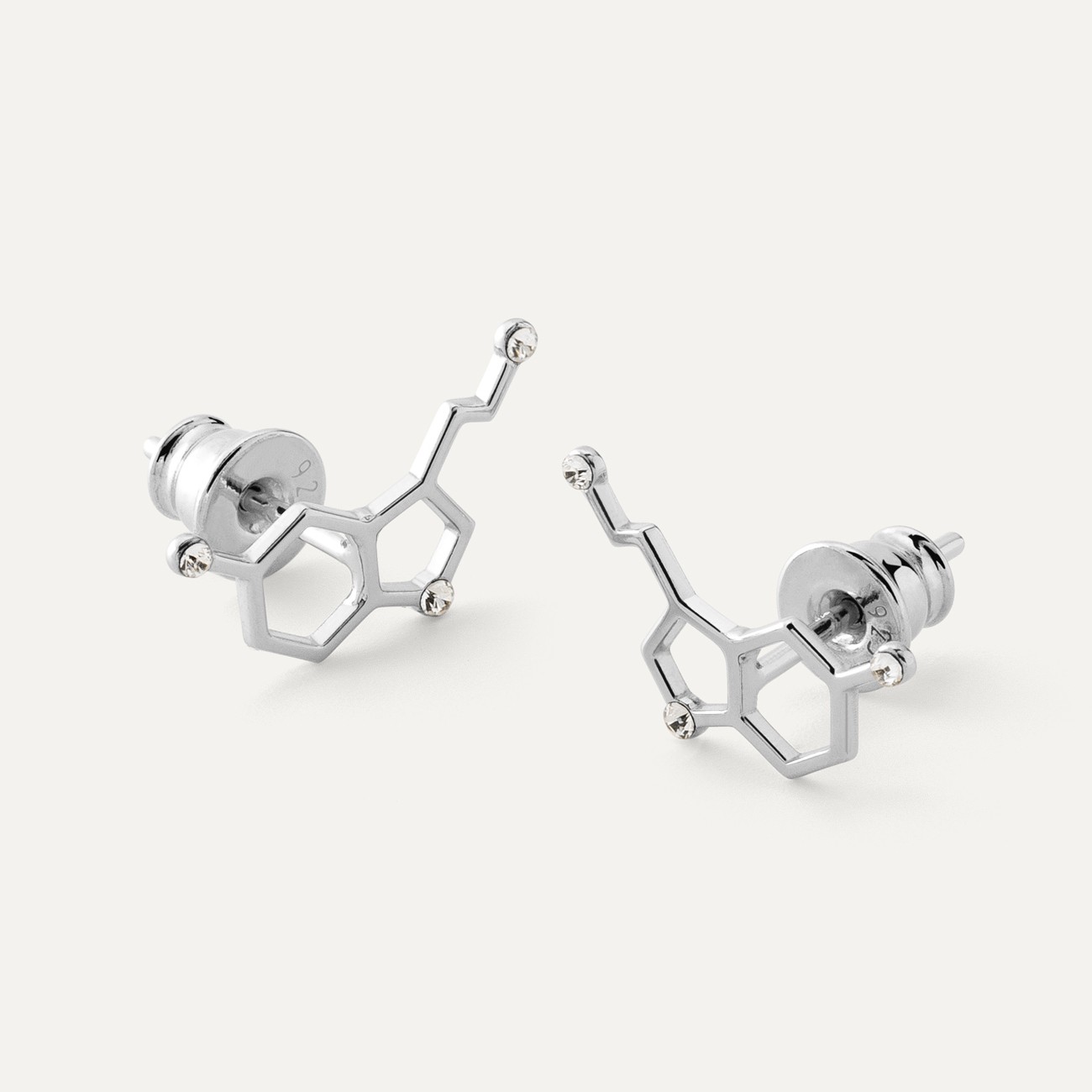 Serotonin earrings with crystals, silver 925 platinum plated