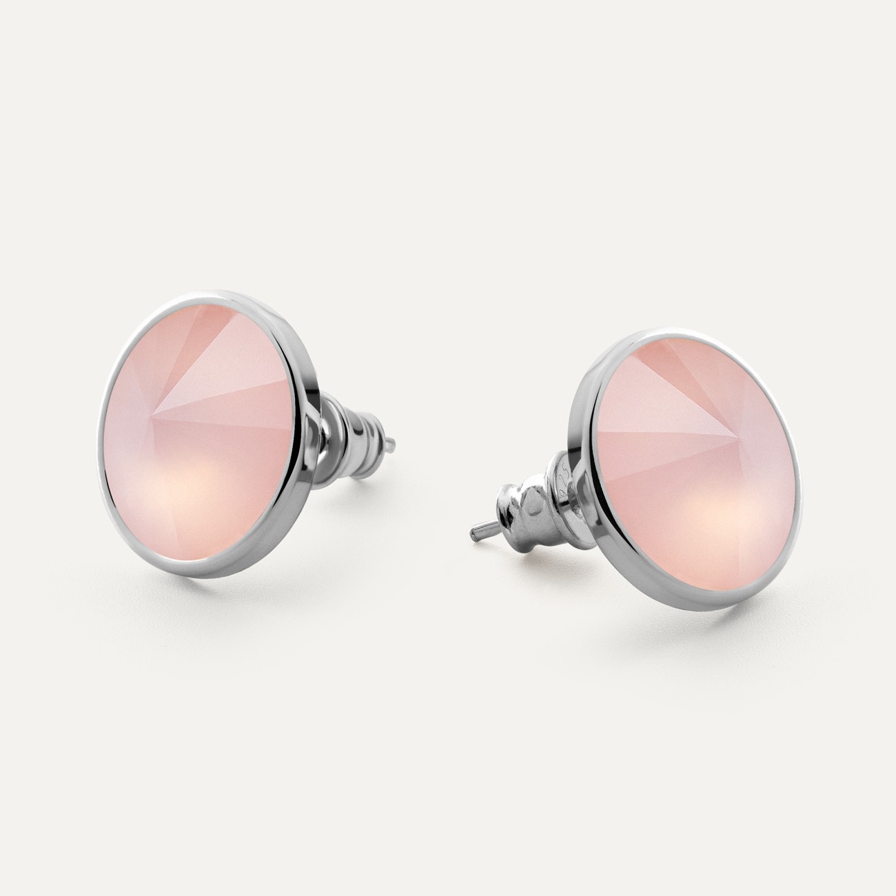 Silver earrings with rose quartz platinum plated