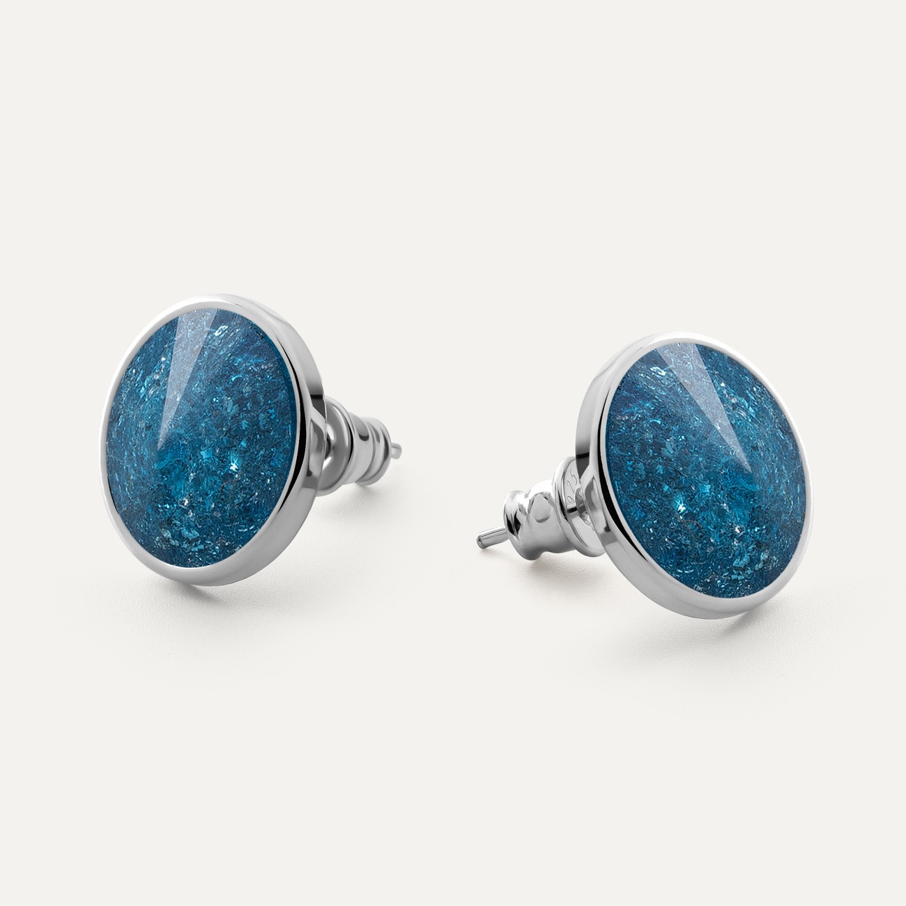 Silberne Kristall-Ohrstecker – Midnight Blue, sterlingsilber 925, Platin