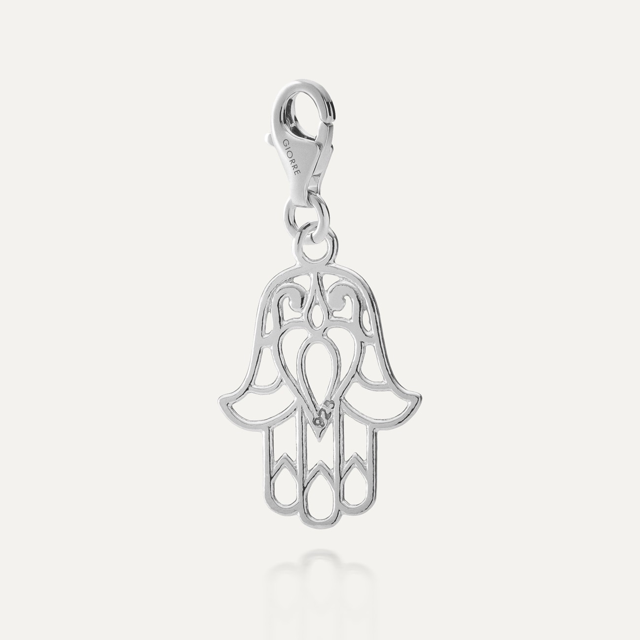 Silver charm pendant beads hamsa hand of fatima, silver 925 platinum plated