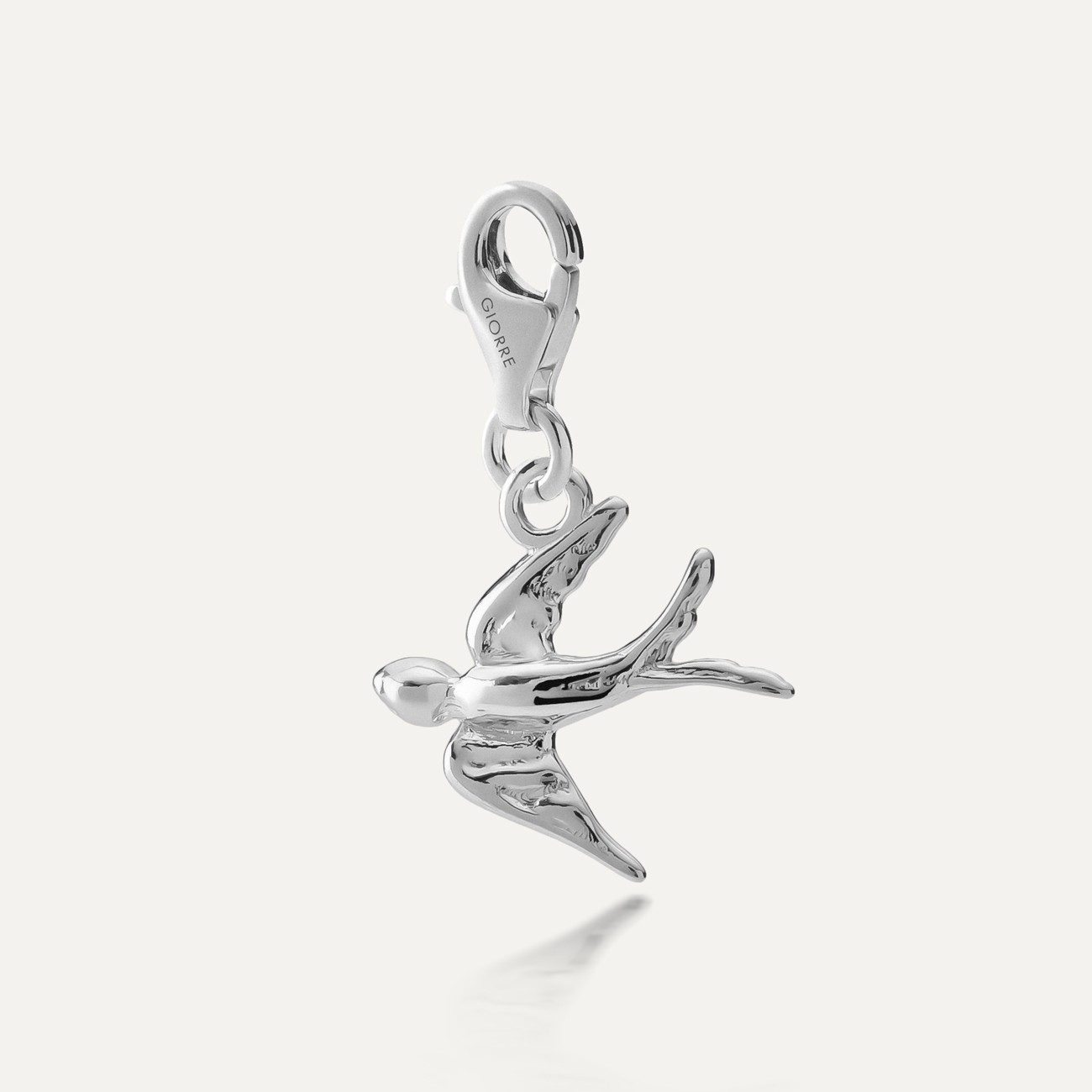 Silver charm swallow pendant, 925 silver platinum plated