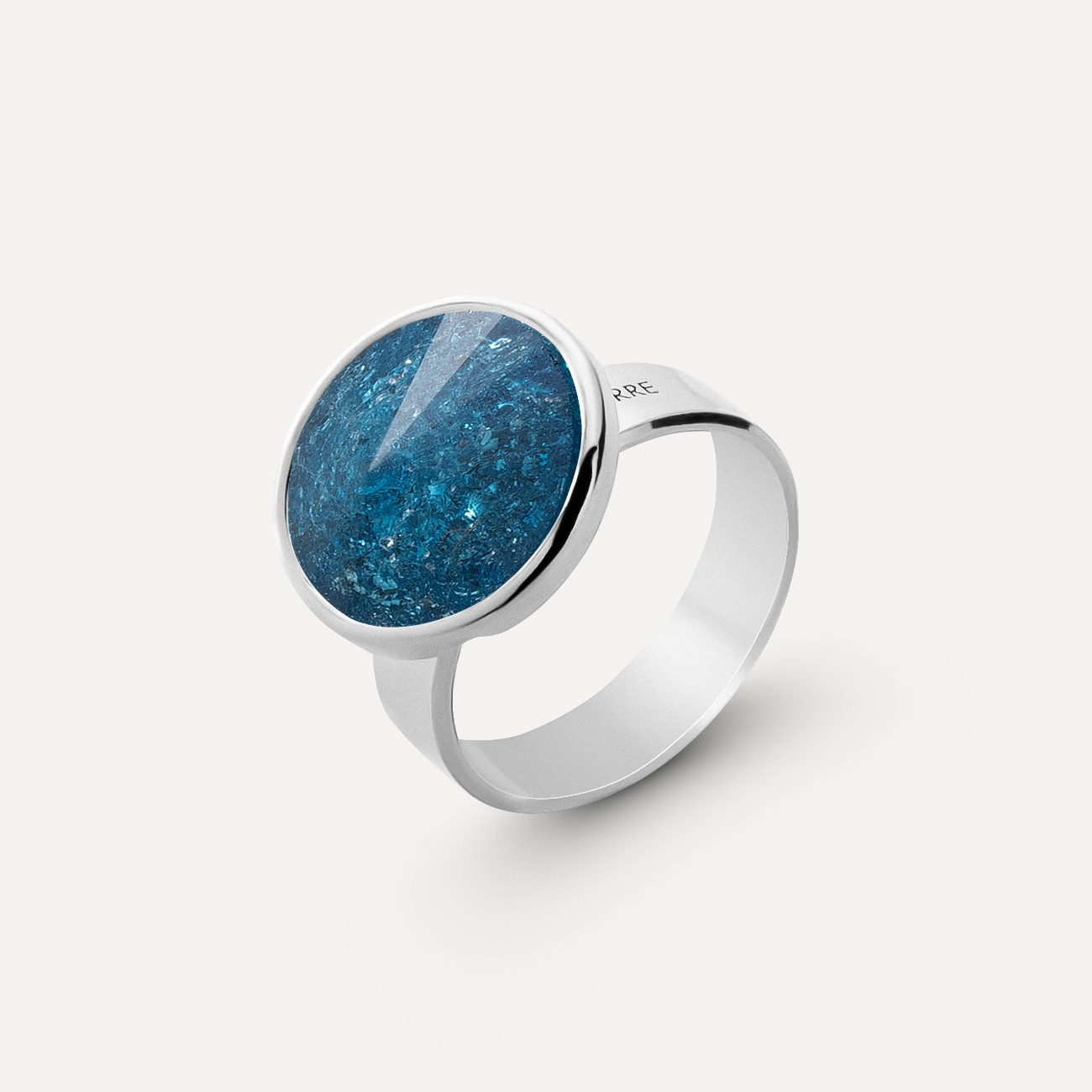 Silberner Gavbari Kristallring – Mitternachtsblau, sterling silber 925