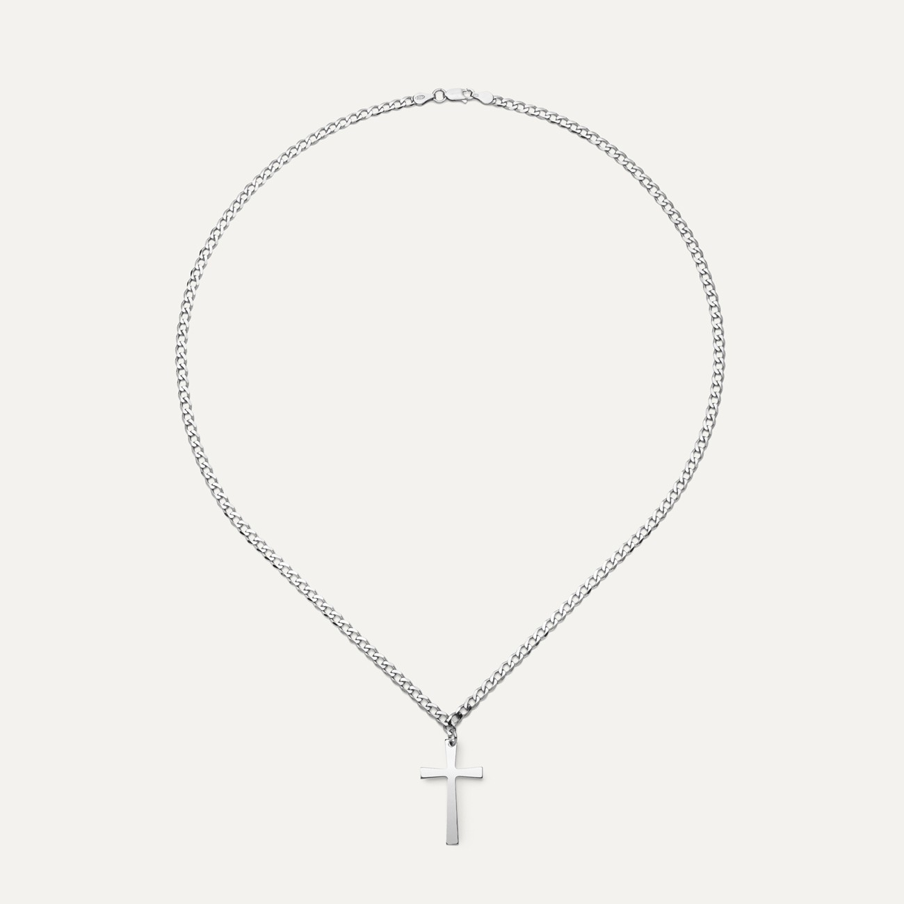Silver chain with a cross, 925 silver, platinum-plated