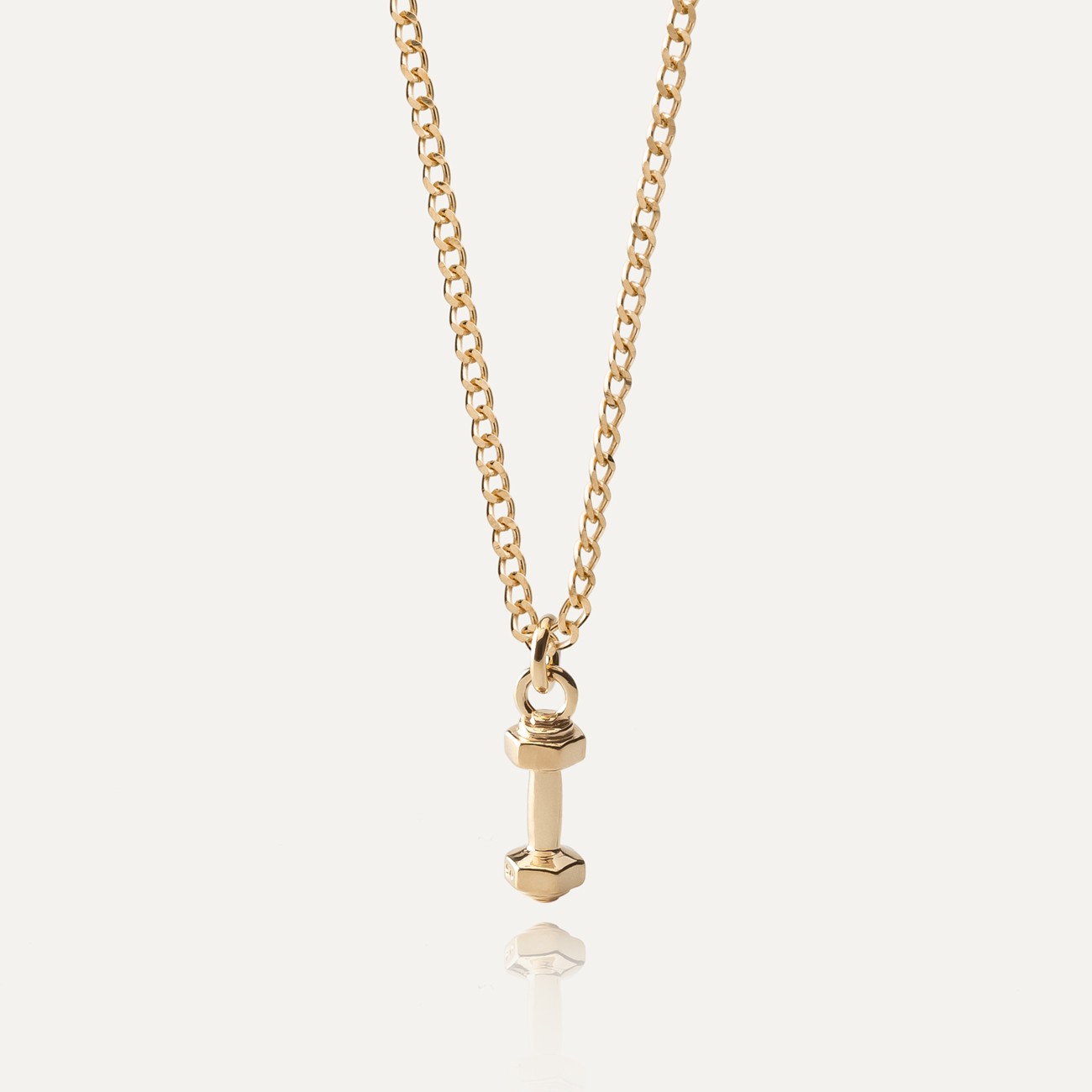 Dumbbell necklace, sterling silver 925 gold plated