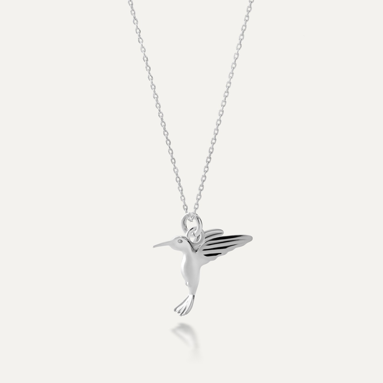 Hummingbird necklace, sterling silver 925 platinum plated