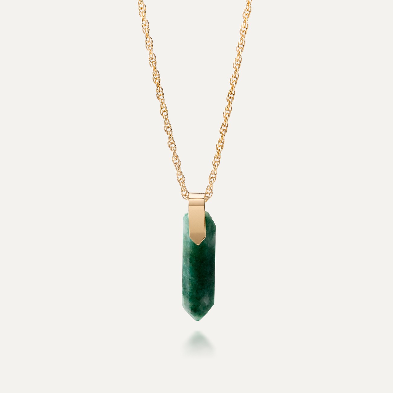 Silver necklace - icicle, green aventurine gold plated