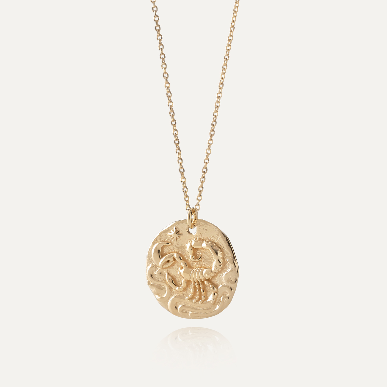 Scorpio zodiac sign necklace, silver 925 gold plated