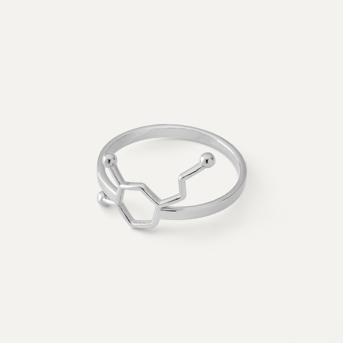 Srebrny pierścionek - dopamina, srebro 925 w pokryciu platyną