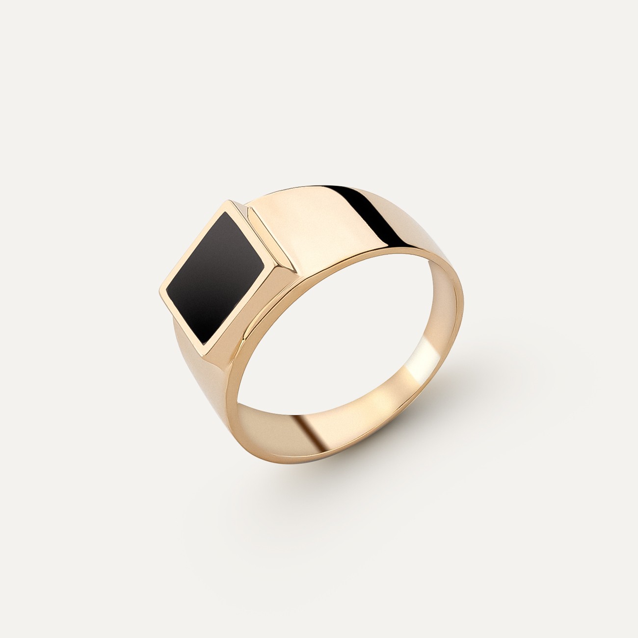 Silver men's signet ring with resin - square, silver 925 in gold plating