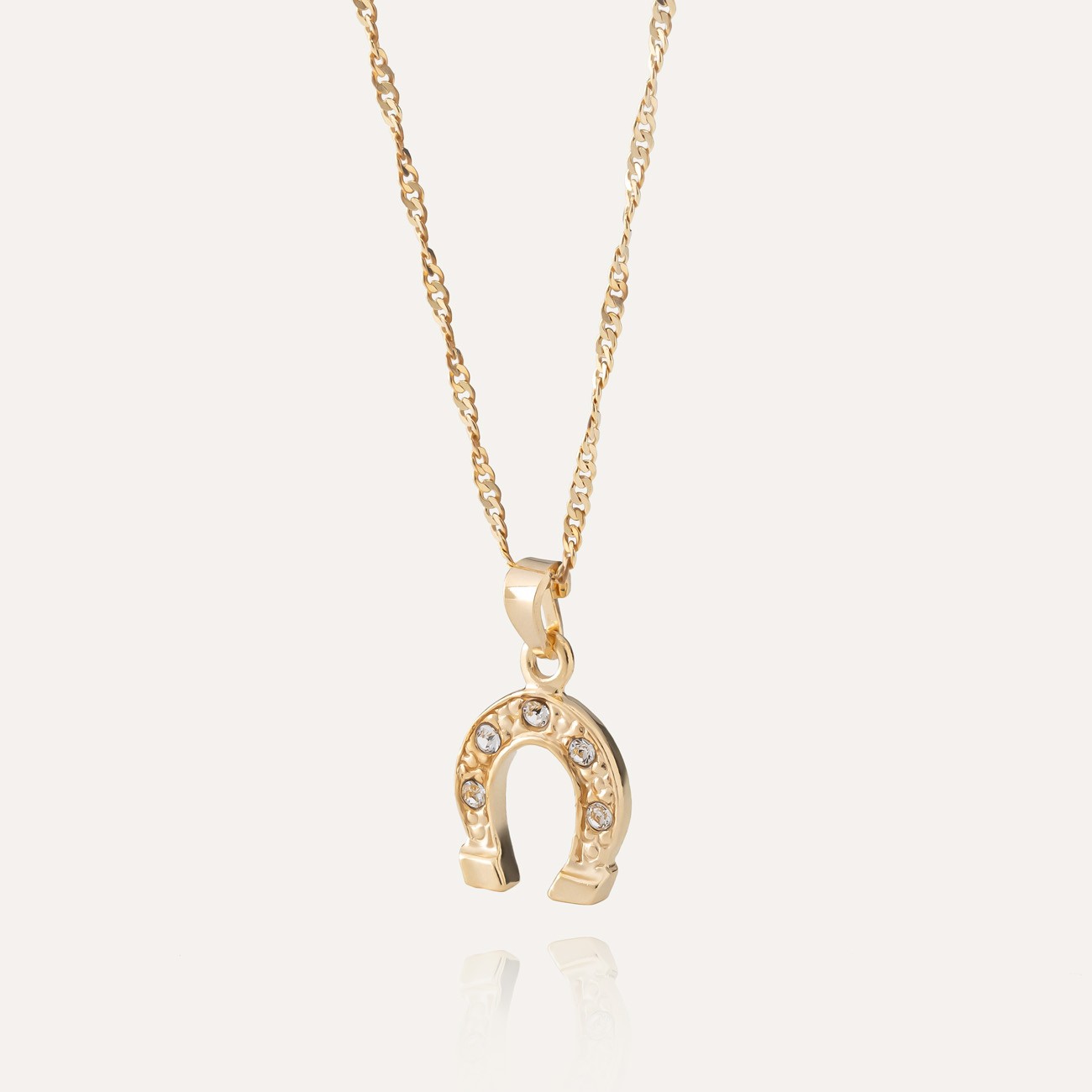 Naszyjnik podkowa z cyrkoniami, srebro 925 w złotym pokryciu