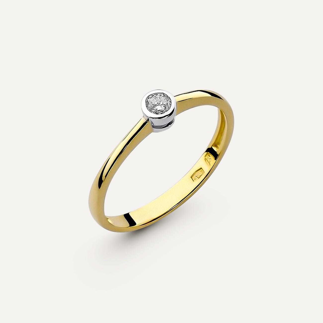 Gold Verlobungsring mit einem diamantbesetzten Rahmen - Zarte Eleganz, gold 585 gelb 