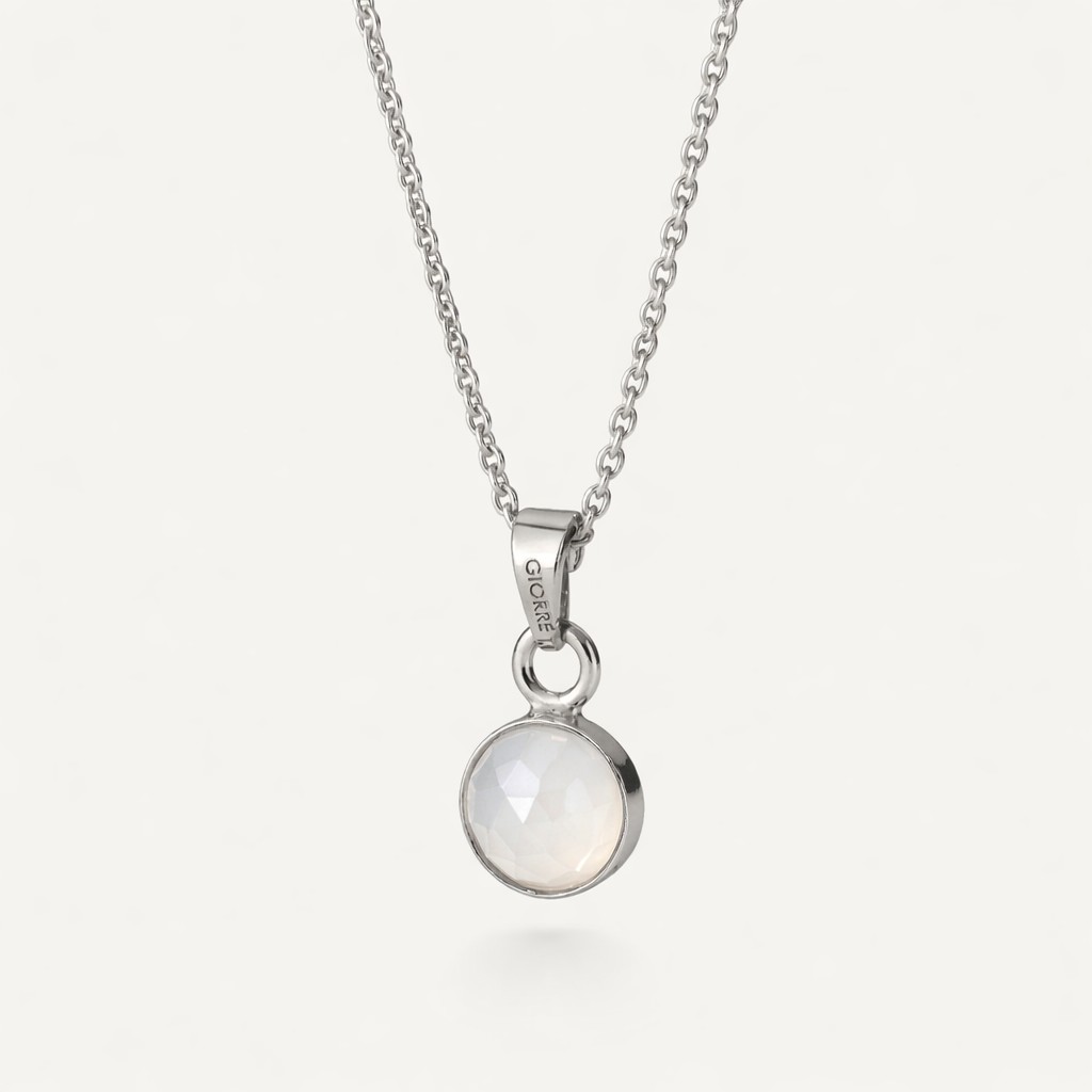 Naszyjnik z kamieniem księżycowym, srebro 925 w pokryciu platyną