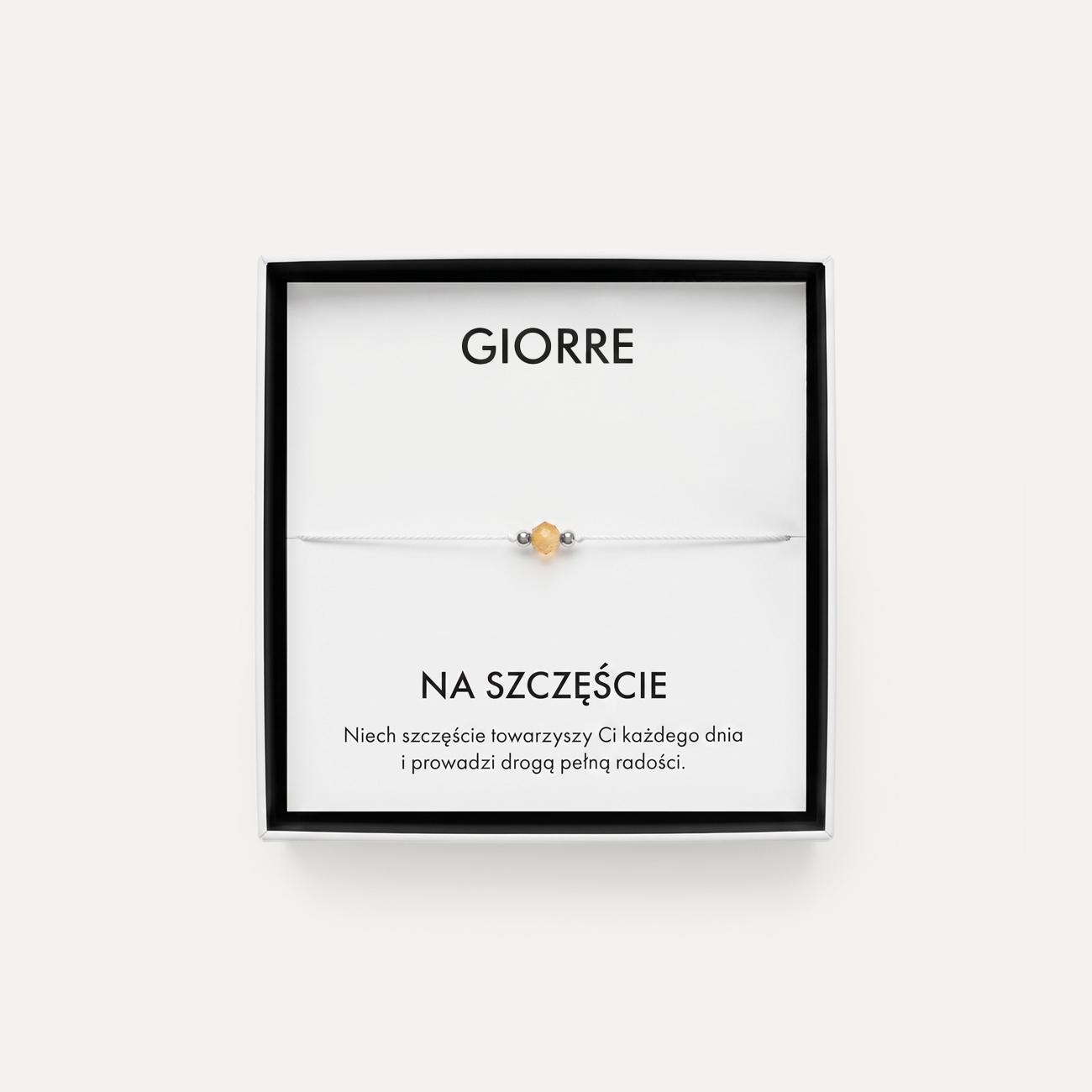 Good luck bracelet with citrine, Sterling Silver 925 Plated with Platinum