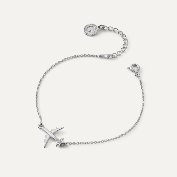 Barcelet - plane, sterling silver 925 platinum plated