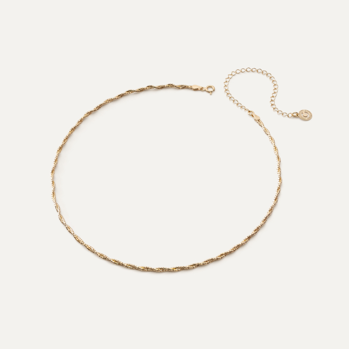 Srebrny choker pleciony z dwóch łańcuszków , srebro 925 w złotym pokryciu