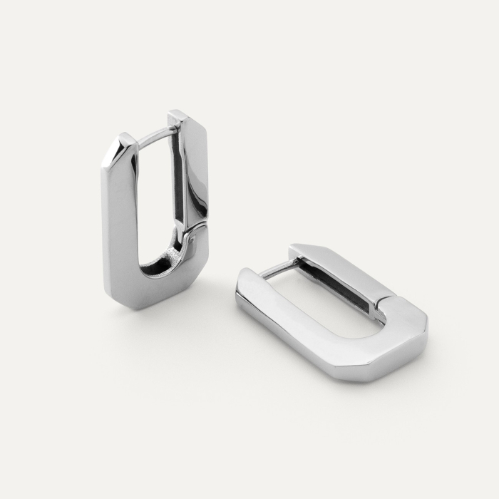 Mittelgroße Rechteck-Ohrringe - 925er Silber platiniert