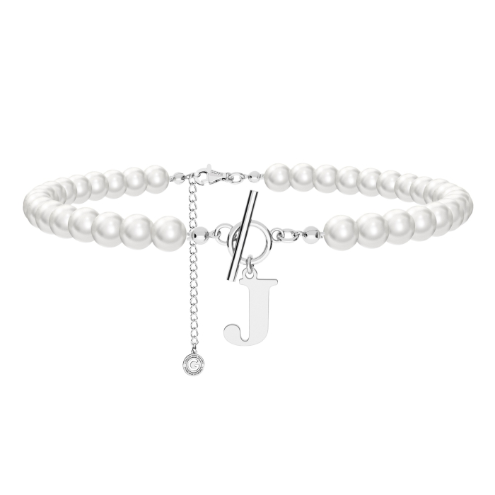 Perlen-Choker mit Buchstaben, 925er Silber