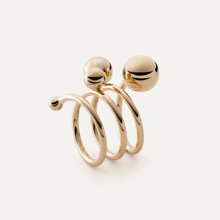 Pierścionek z kulkami, srebro 925 w złotym pokryciu