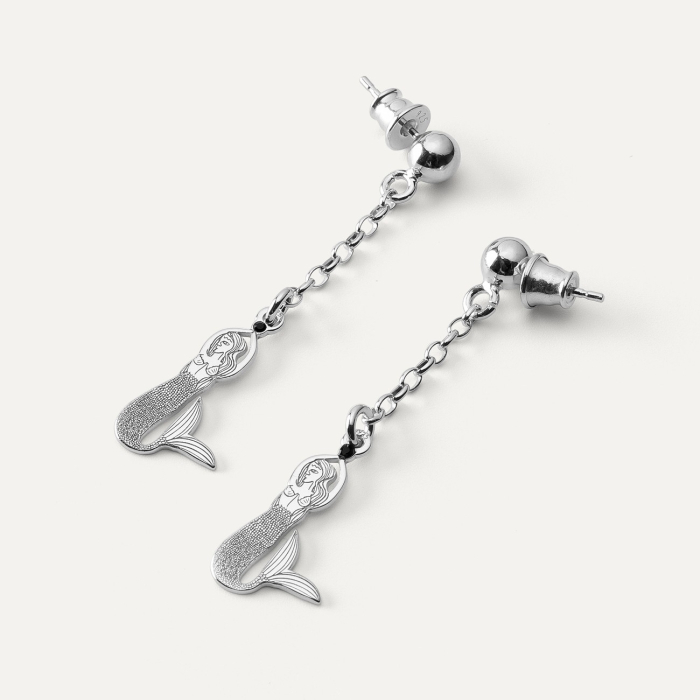 Srebrne kolczyki syreny w pokryciu platyną