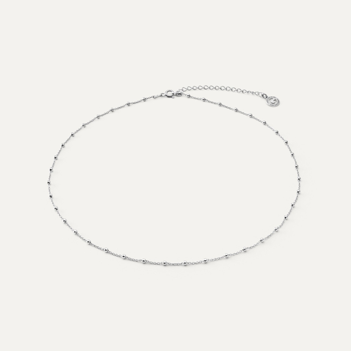 Srebrny choker - ankier z kulkami w pokryciu platyną