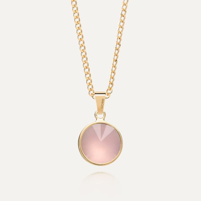 Srebrny naszyjnik z różowym kwarcem w złotym pokryciu