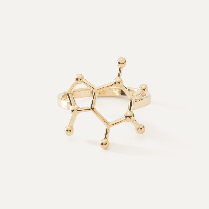 Silver ring - caffeine, 925 silver in gold plating