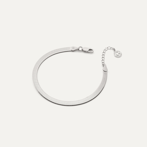 Flat ribbon bracelet - silver 925 platinum plated