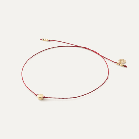 Bransoletka sznurkowa na szczęście z pastylką, srebro 925 w złotym pokryciu