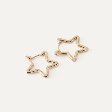 Silver star earrings, 925 silver with gold plating