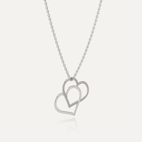 Naszyjnik delikatne przeplatane serca, srebro 925 pokryte platyną