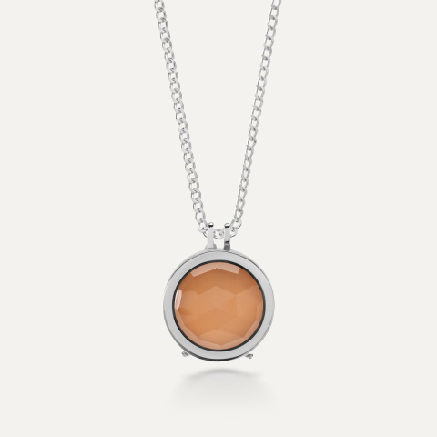 Schmuckkästchen mit Foto und Gravur - Pfirsich-Mondstein, 925er Silber