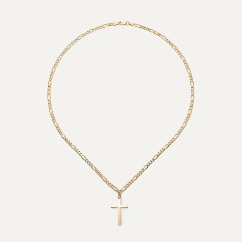 Silver figaro chain with a cross, 925 silver with gold plating