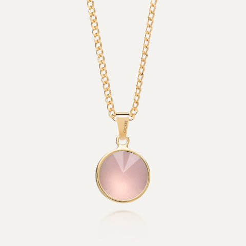 Srebrny naszyjnik z różowym kwarcem w złotym pokryciu