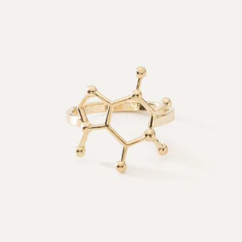 Silver ring - caffeine, 925 silver in gold plating
