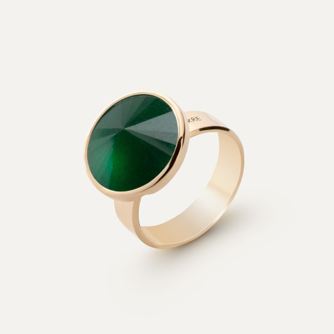 Silver ring with green jadeite, 925 silver in gold plating
