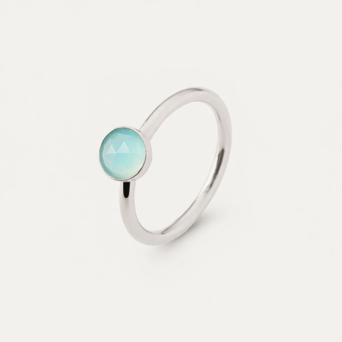 Ring mit Aqua-Achat, 925er Silber platiniert