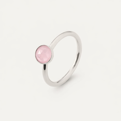 Ring mit rosa Achat, 925er Silber platiniert