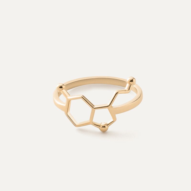 Silberner Serotonin-Ring, 925er Silber mit Vergoldung