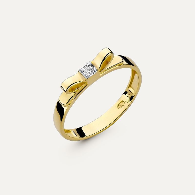 Gold Ring mit Schleife und Diamant - Moderner Stil