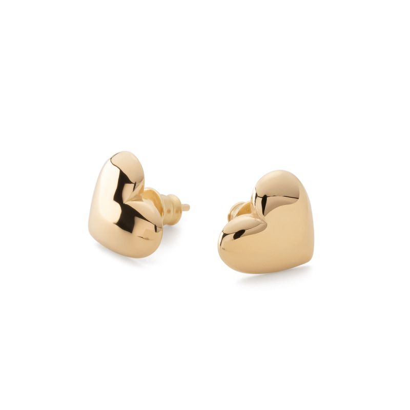 Chubby heart earring, sterling silver 925 gold plated