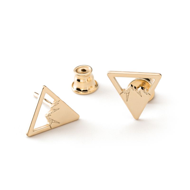 Mountains earrings, sterling silver 925 gold plated