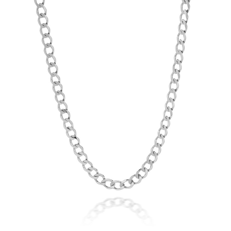 Silver chain necklace curb platinum plated