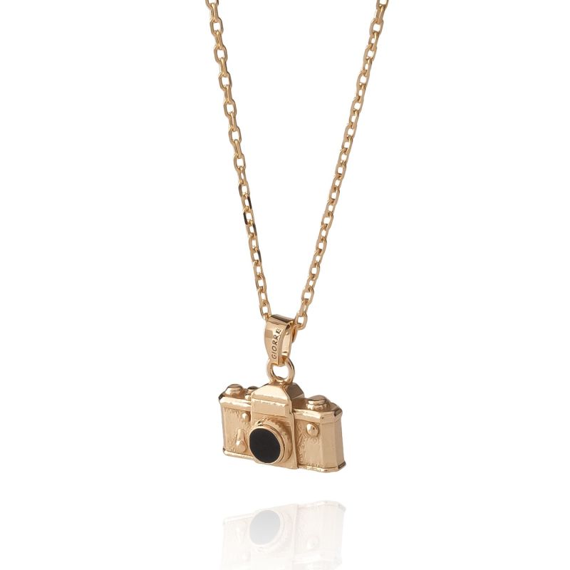 Camera necklace, 925 silver with gold plating