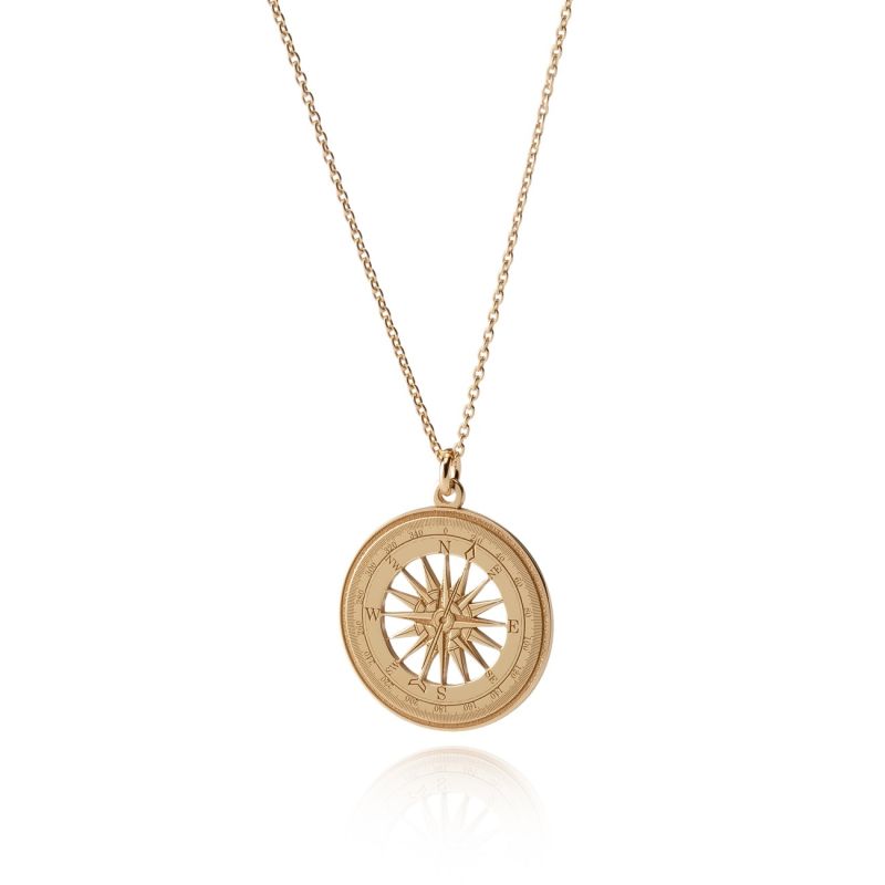 Compass necklace, 925 silver with gold plating