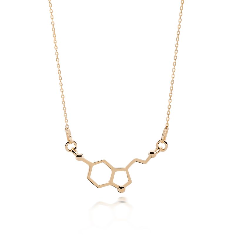 Necklace serotonin, sterling silver 925 gold plated