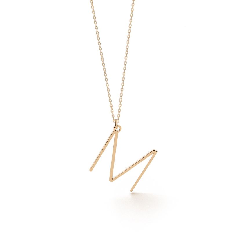 Necklace with a letter, silver 925, gold plated